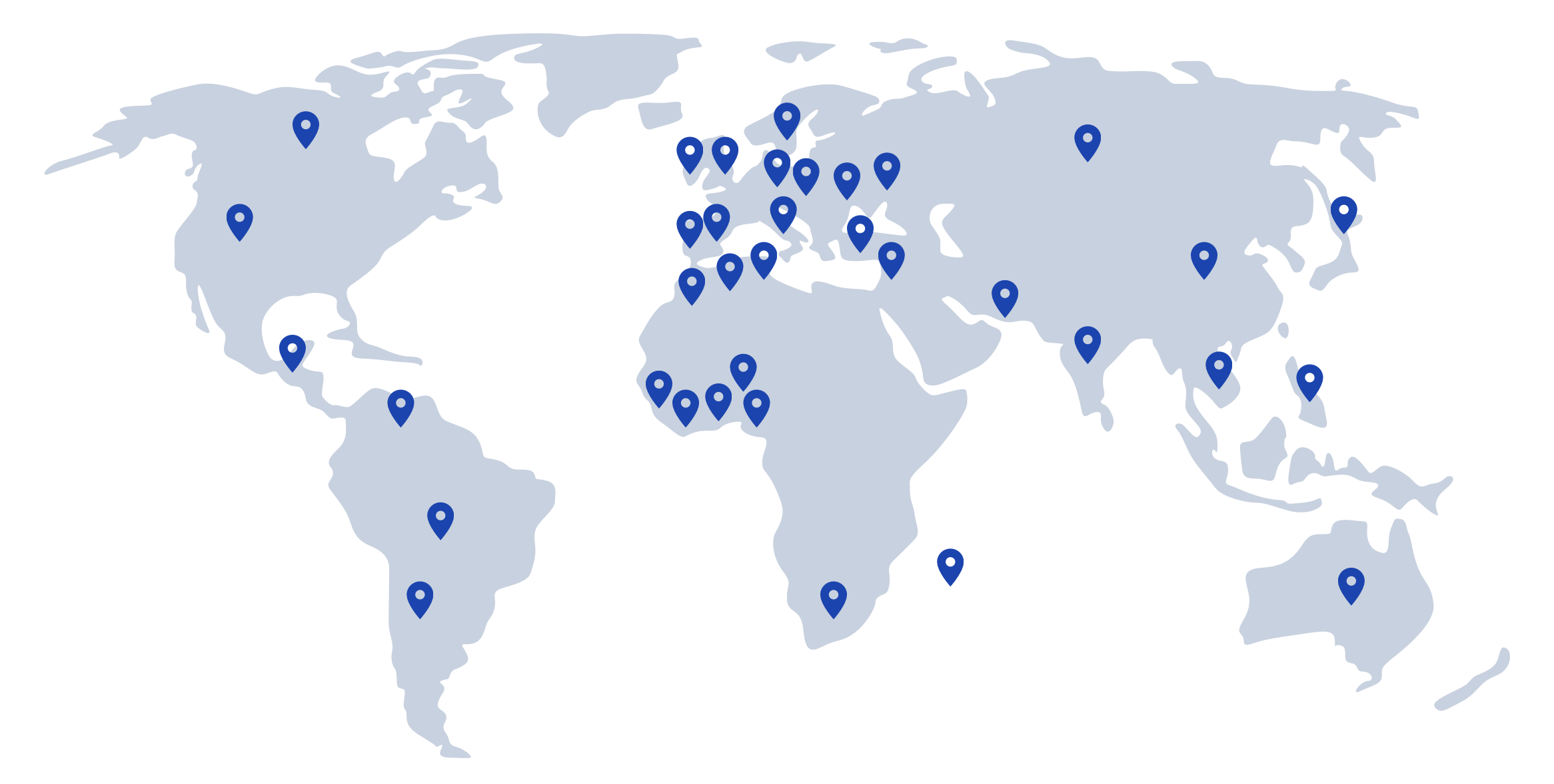 Carte des pays accompagnés par l'entreprise